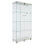 Vitrine à 4 tablettes en verre avec bande à DEL, 12 réglages de couleur, télécommande, 66,21H x 31,34L 14,18W, à piles, verre trempé, coupes en bois massif, sélections, tablettes