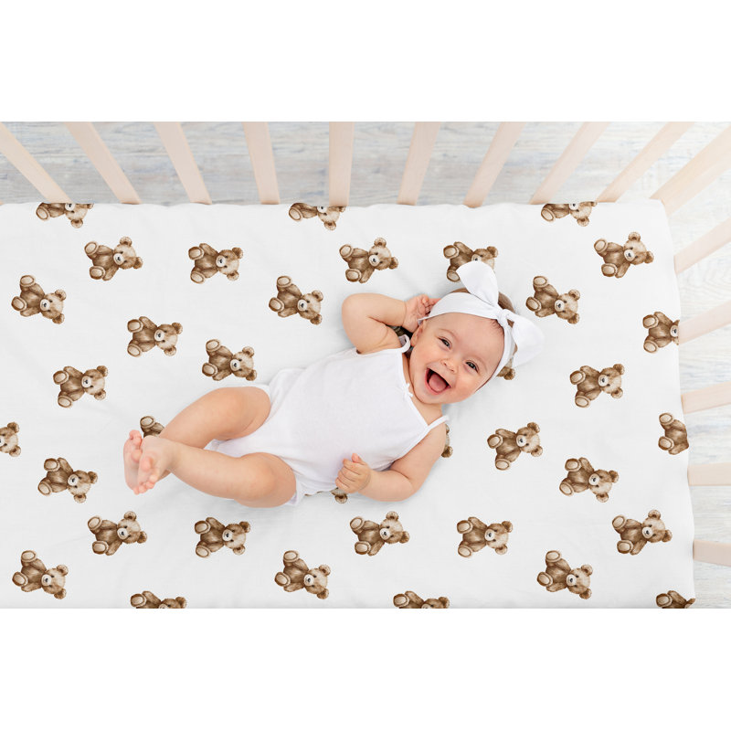 Boho Teddy Bear Fitted Crib Sheet
