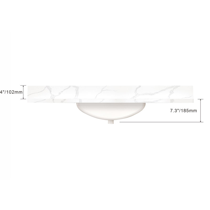 37" Quartz Single Bathroom Vanity Top with Sink, Calacatta White