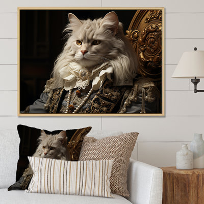 Portrait de chat persan habillé en costume - reproduction de toile de chat