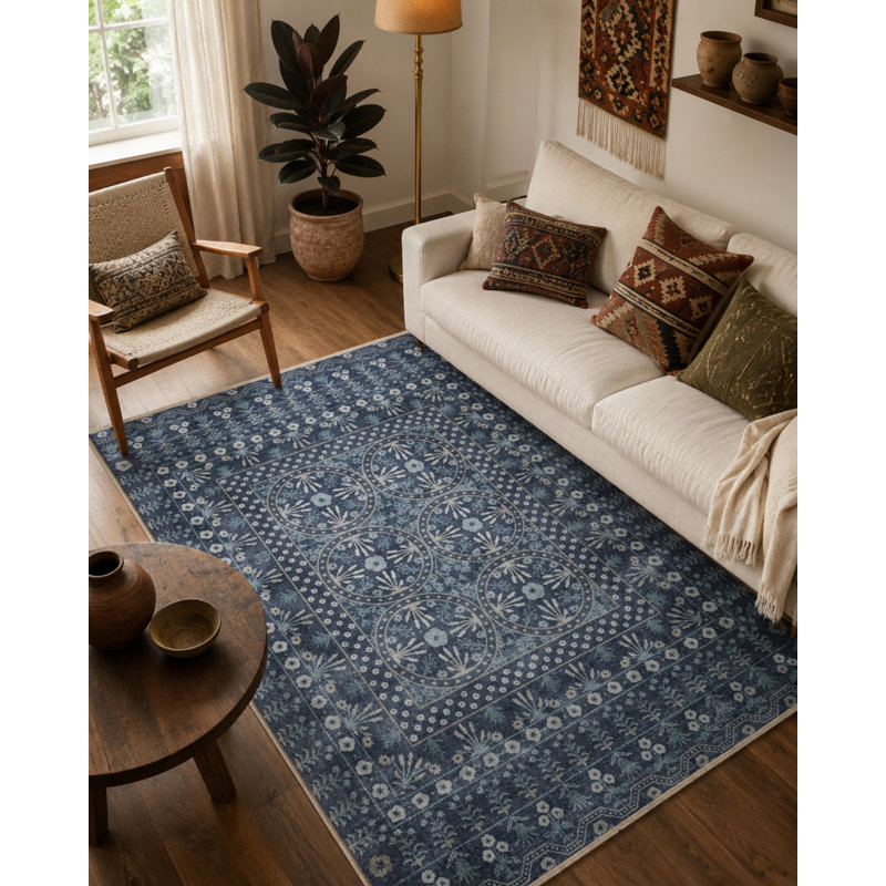 Floral Indoor / Outdoor Rug, Rectangle 5' x 6'7"