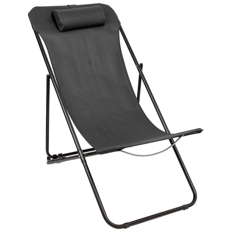 Folding Deck Chair, Black