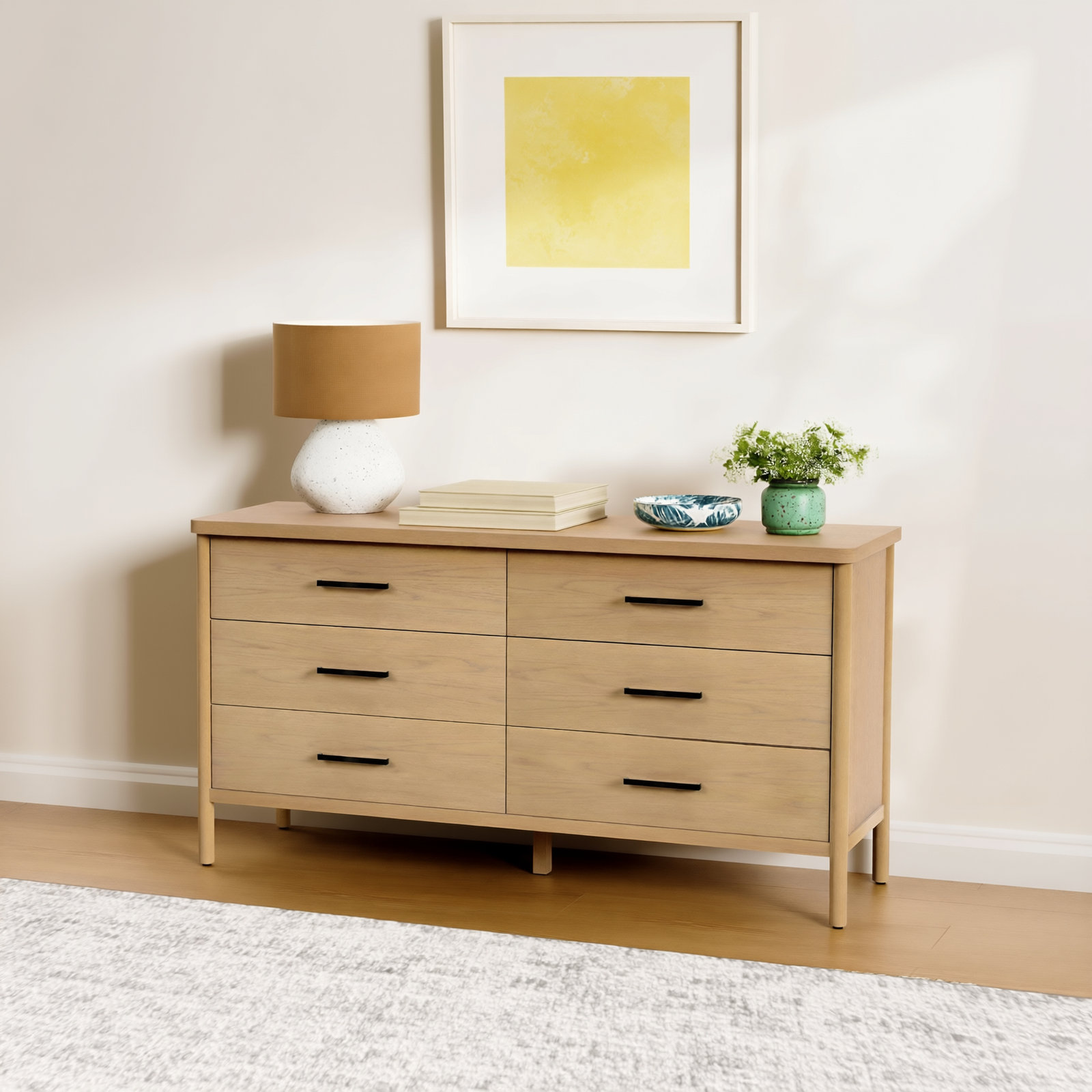 Hall 6-Drawer Dresser, Light Brown