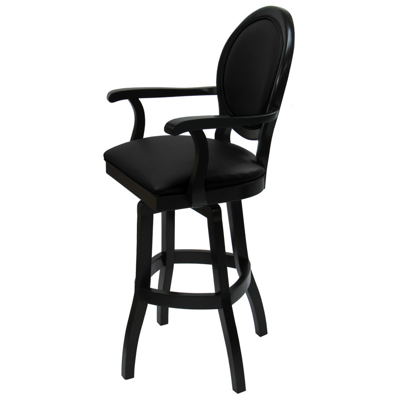Farald Swivel Upholstered Counter Stool with Solid Wood Frame, Black, Bar Stool ( 30" Seat Height)