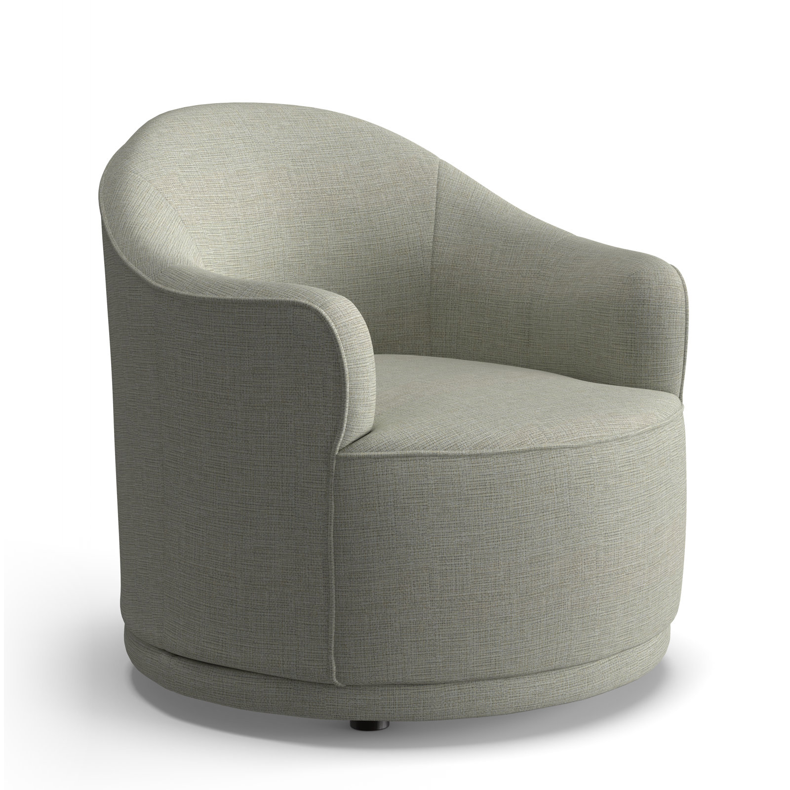 Upholstered Swivel Barrel Chair,  Light Beige Textured Weave