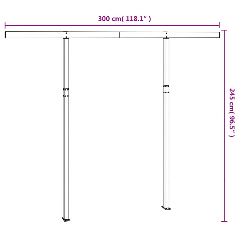 Auvent en métal blanc VidaXL, Blanc, H 96,5 po x l 177,2 po