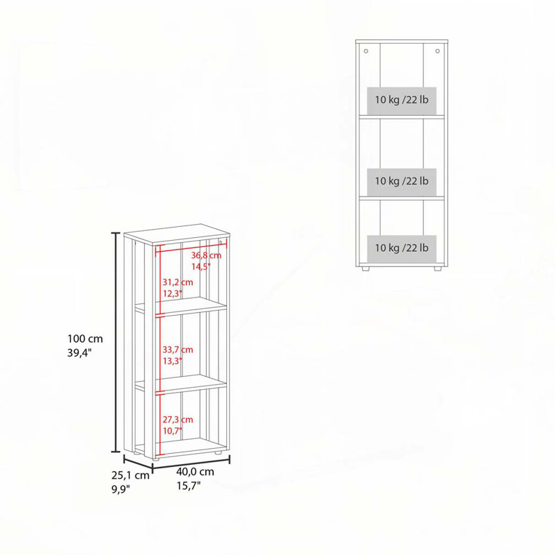 Bibliothèque en mélamine avec rangement ouvert, Blanc
