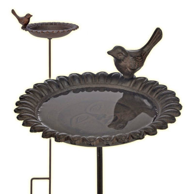 Hi Cast Iron Bird Bath/Drink Tray Brown