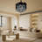 Black Crystal Invisible Ceiling Fan Light - 3 Color Dimmer W/ Remote Control - Ceiling Light Fixture