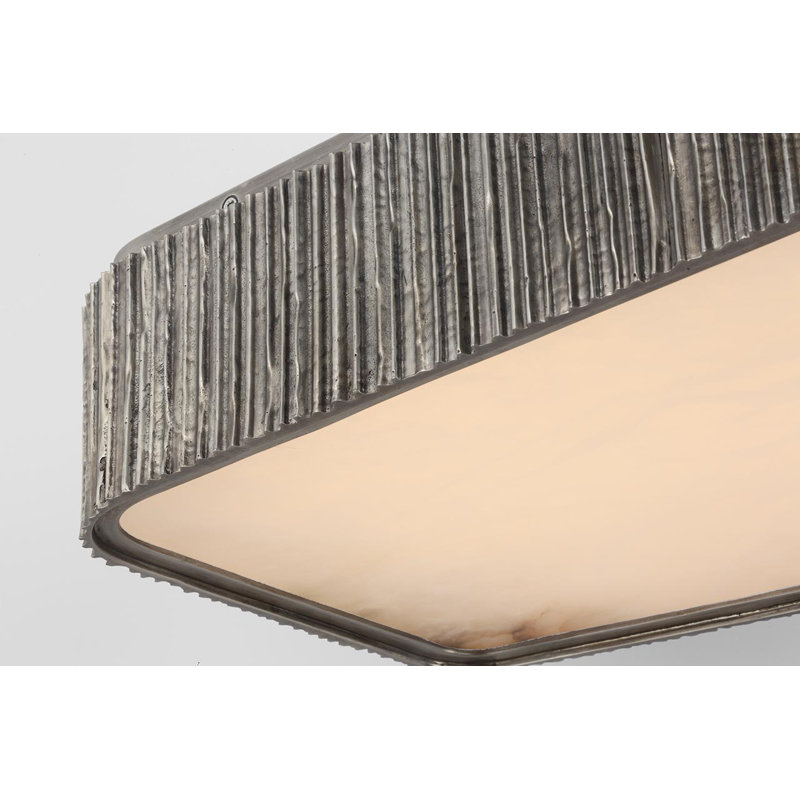 Anne-Marie Barton Fumar 21" Asymmetrical Flush Mount with Alabaster, Ridged Graphite