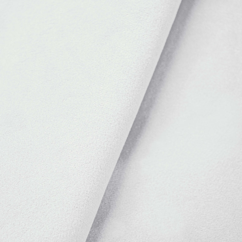 Lit standard à profil bas tapissier Dinapoli, Velours blanc classique, Simple