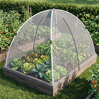 13x17 FT Heavy‑Gauge Nylon Pond Protective Netting, Zipped Dome‑Shaped Mesh Barrier, Guard Koi Fish Ponds, Garden Plots and Patio Vegetation Against Falling Foliage, Birds and Wildlife, Equipped With Zipper Opening