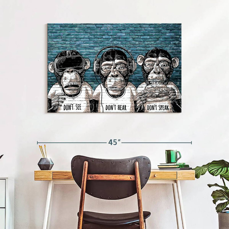 Three Monkeys Canvas Print, 39" H x 26" W x 1.25" D