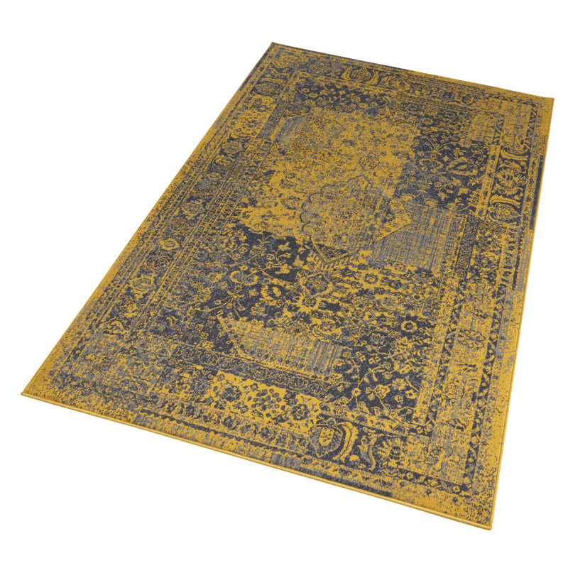 Celebration Plume Flatweave Yellow/Grey Rug, Rectangle 160 x 230cm
