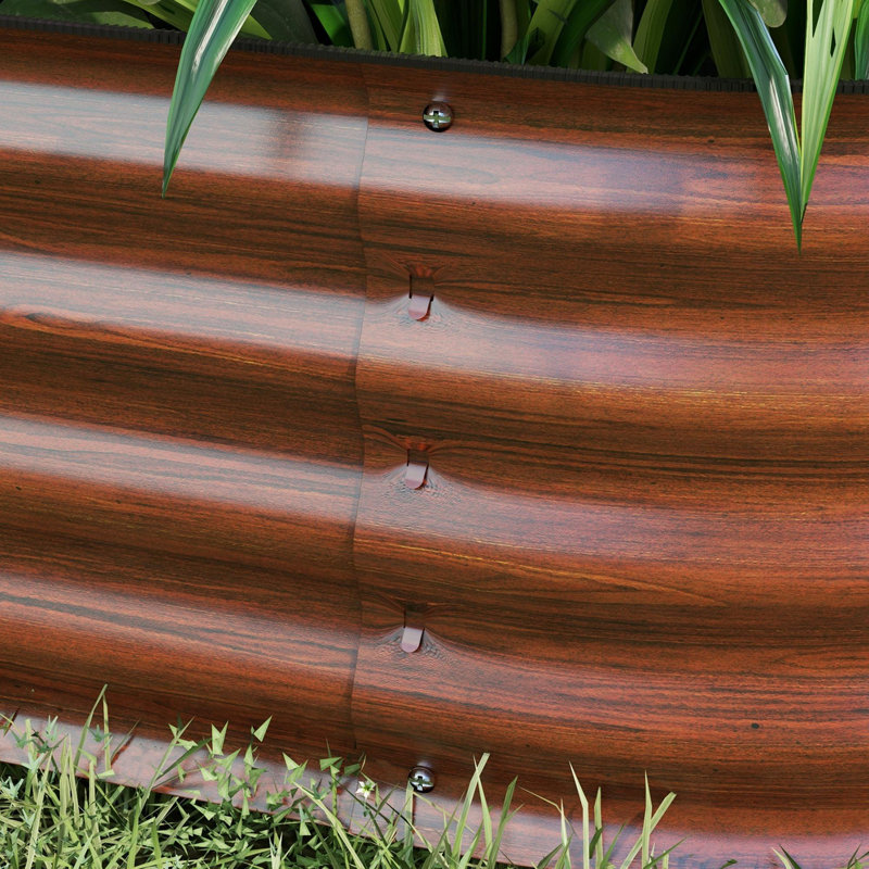 Outdoor metal raised planting box with safety edge, 11.8" H x 41.3" W x 24.5" D, Brown