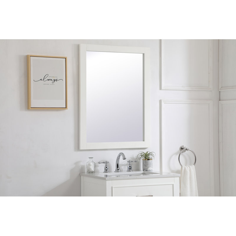 Metcalfe Solid And Engineered Wood Flat Wall Mirror, 32" x 24" , White