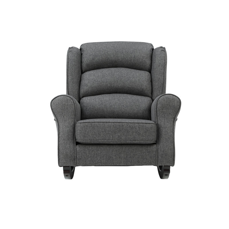 Chaise berçante grise avec accoudoirs évasés