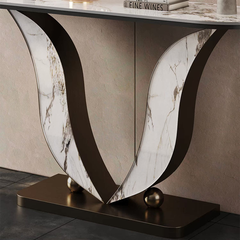 Console en acier inoxydable de style français, H 33,4 po x l 59 po x P 13,7 po