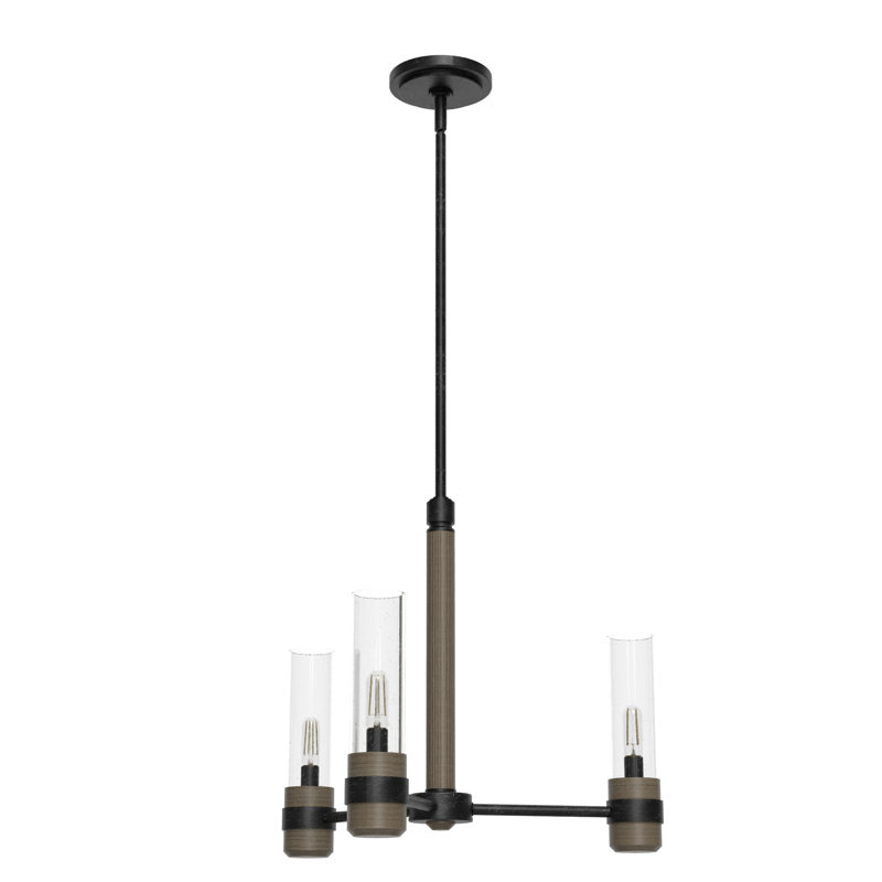 Hunter River Mill 3 Light Chandelier Ceiling Light Fixture, Rustic Iron
