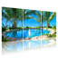Palmiers, piscine tropicale, palmiers, reflet du ciel, jardin d'eau, ensemble de 3 impressions sur toile-38265251