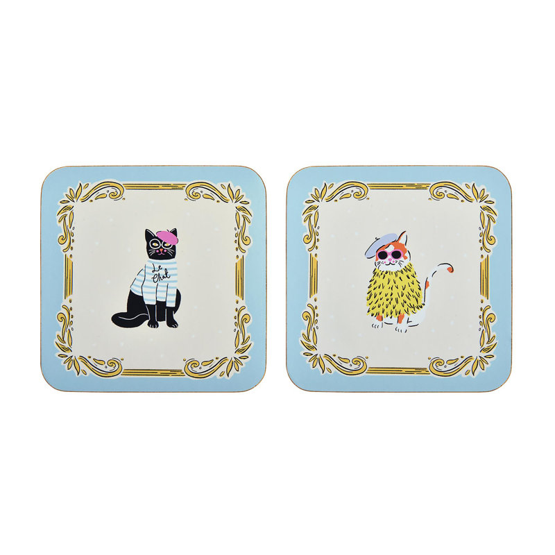 Cool Cats Square 4 Piece Coaster Set