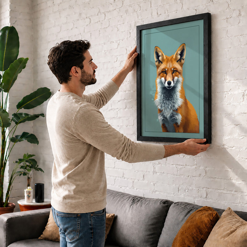 Fox in Focus Modern - Framed Print, A2 - 59.4 x 42.0 cm, White