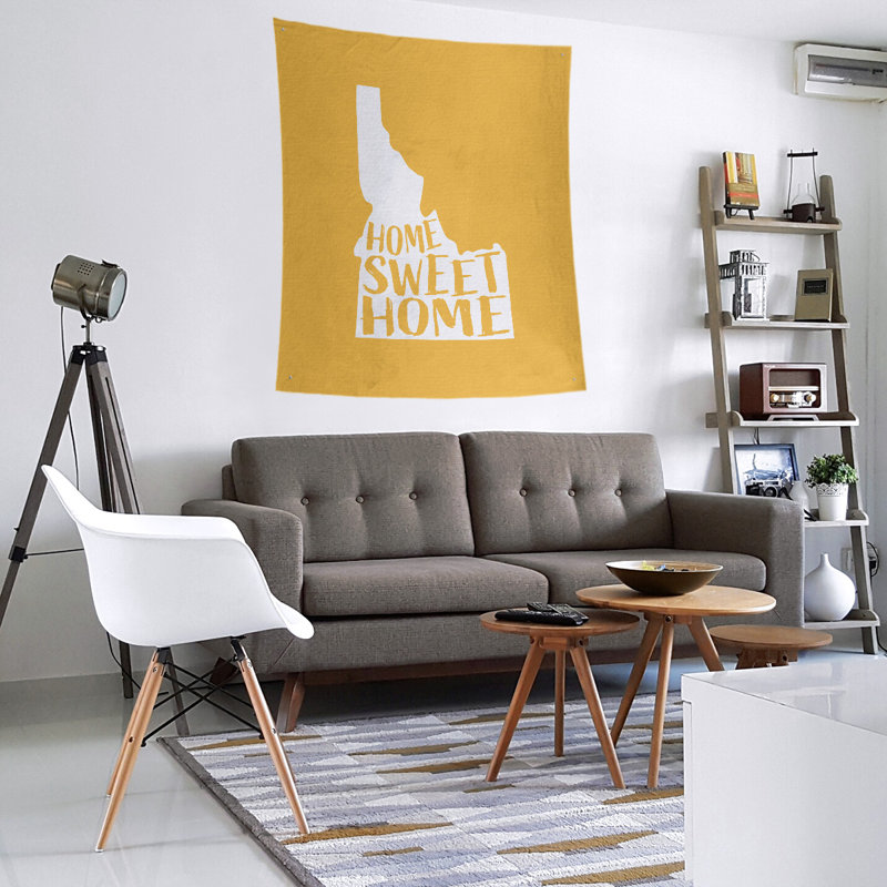 Tapisserie Home Sweet Idaho, H 104 po x l 88 po, Jaune