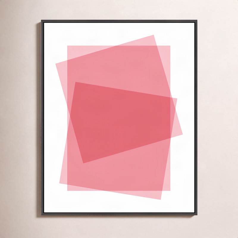 Pink Kami by Jacques Pilon - Framed Wall Art, Black Framed Canvas, 38" H x 30" W
