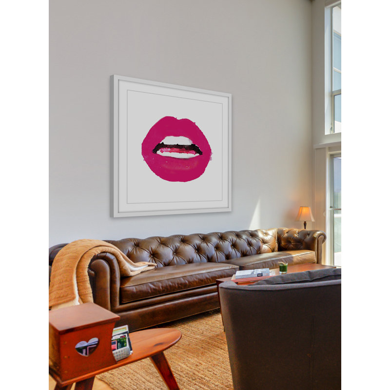 « lèvres colores rose » par amanda greenwood, reproduction d’art encadrée, H 32 po x l 32 po x P 1,5 po