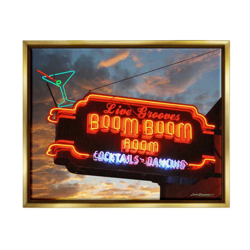 Bar à cocktail Boom Room par Larry Grossman, H 25 po x l 31 po x P 1,7 po, Cadre flottant métallique doré