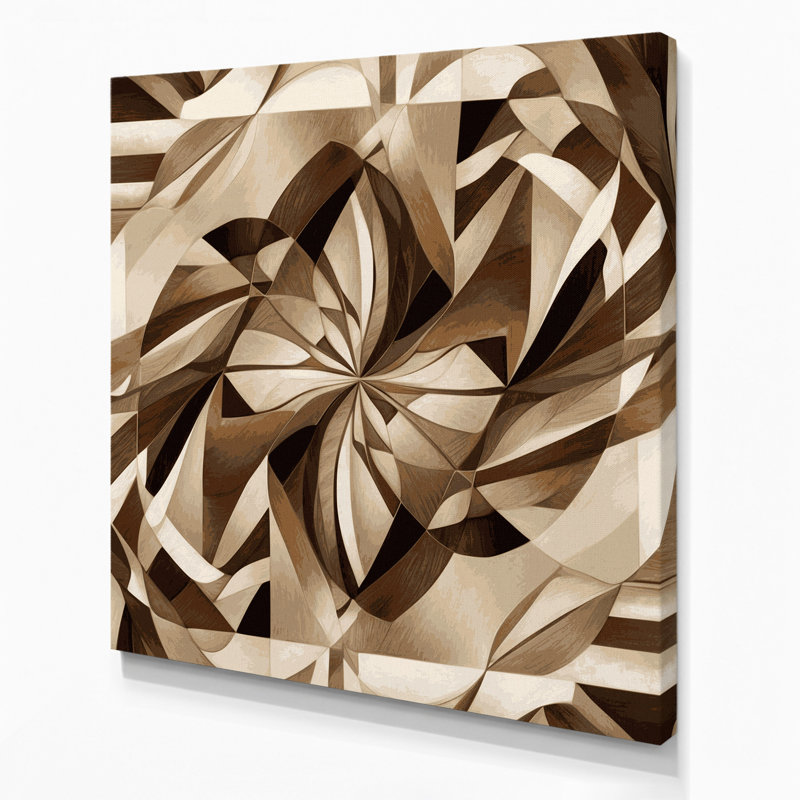 «Geometric Abstraction», art mural sur toile beige, H 16 po x l 16 po