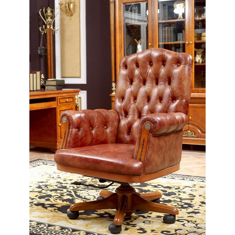 3 Piece Solid Wood Rectangular Executive Desk Office Set with Chair and Bookcase