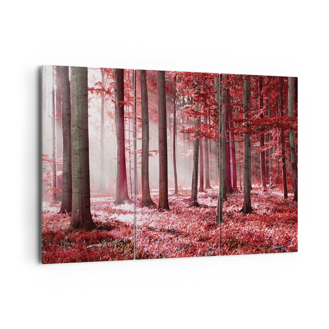 3-tlg. Leinwandbilder-Set Forest Red Trees