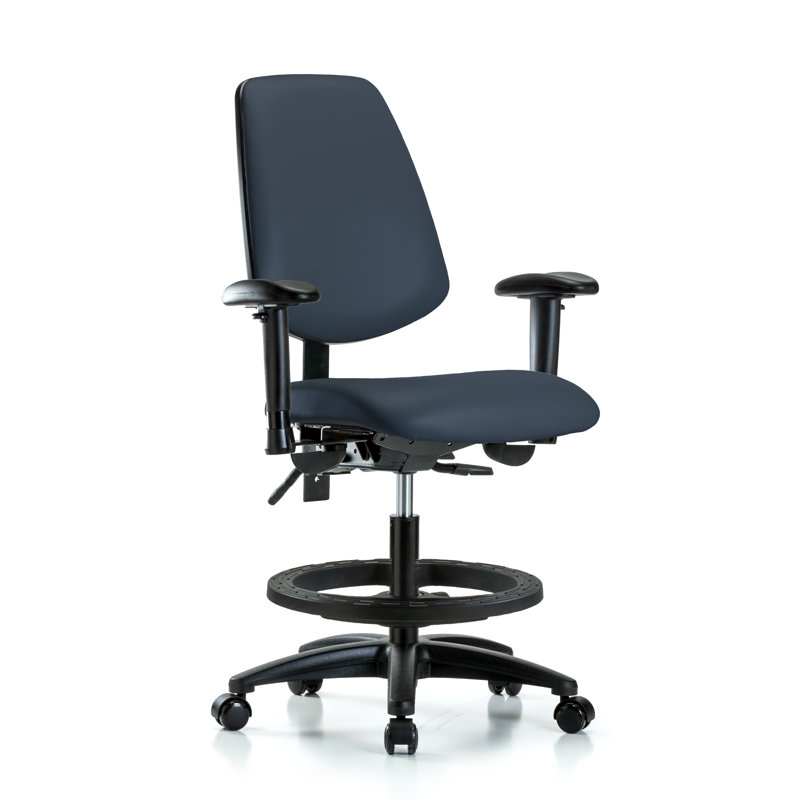 Chaise de dessinateur Jazmyne, Roulettes, Bleu impérial, Inclus