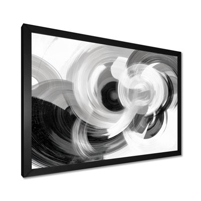 White And Black Ink Spiral - Abstract Spirals Wall Decor, White Abstract Framed Wall Art