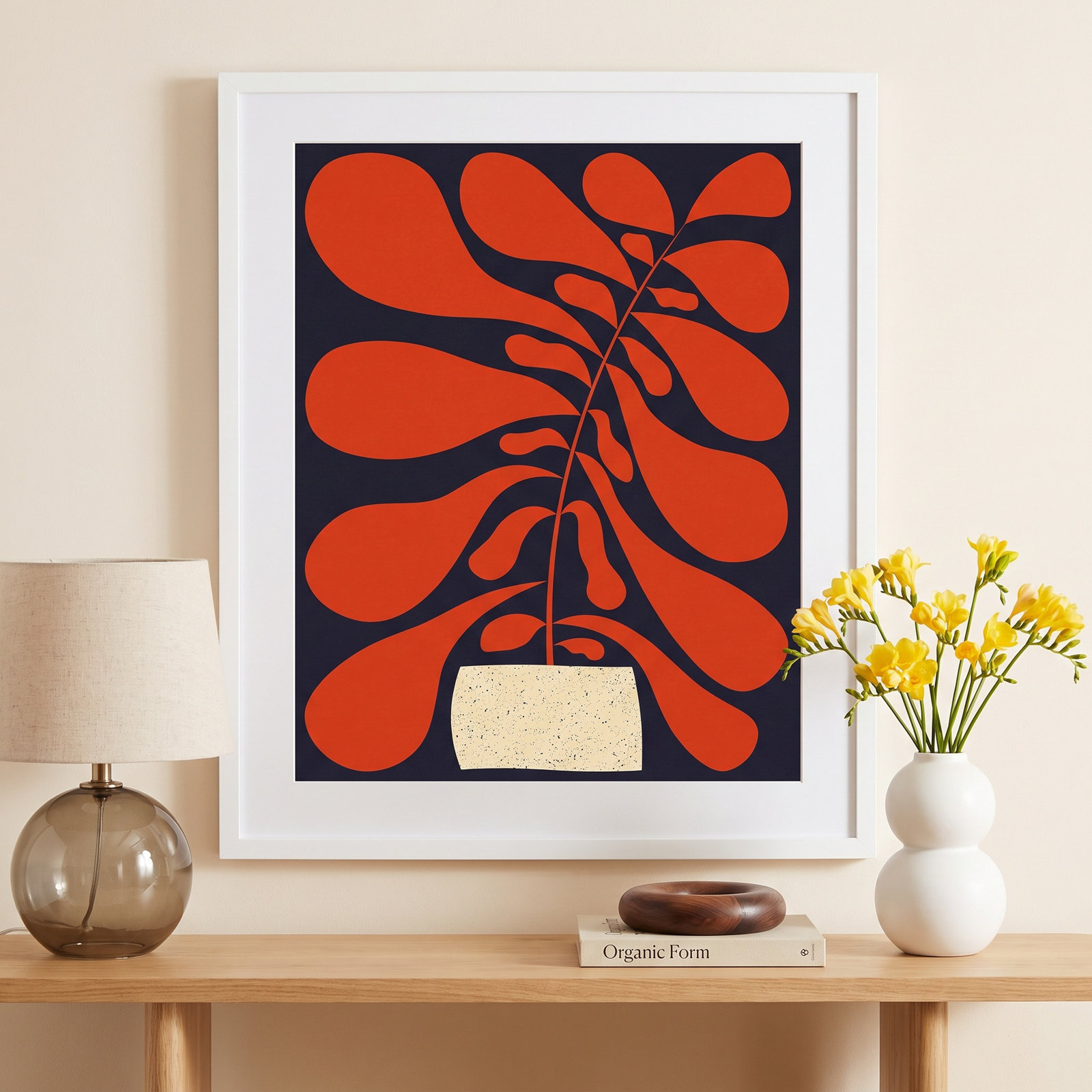 Lynne "Lazy Plant No. 1" Print, White, 25" H x 21" W