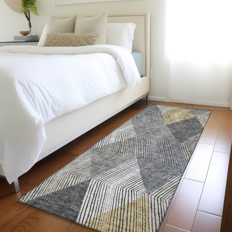 Premium Machine Washable Prisco Pewter Rug, Runner 2'3" x 7'6"