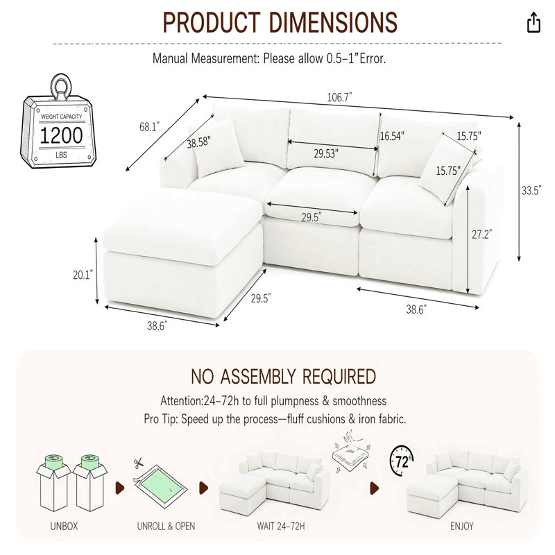 Canapé d'angle compressé avec rembourrage en mousse haute résilience, tissu chenille pour une douceur incomparable, canapé modulaire idéal pour un salon ou une chambre familiale moderne