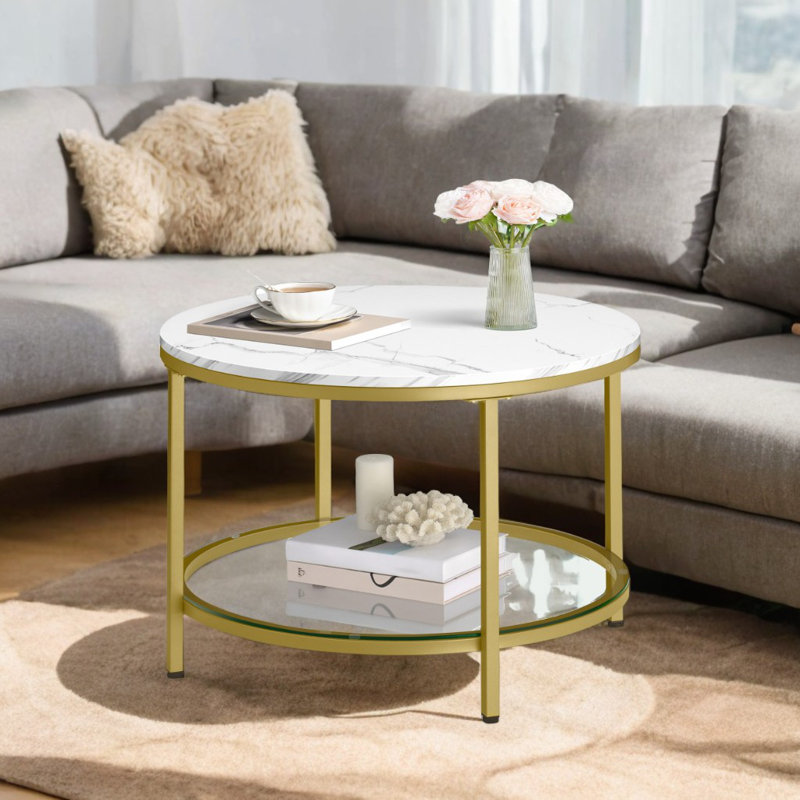 Coffee Table, White, Gold