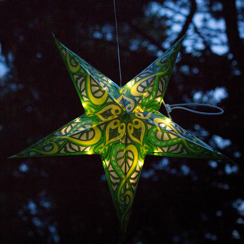 Brigit 22.5'' Solar Powered Outdoor Hanging Light, Green