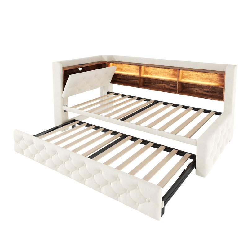 Upholstered Bed, Beige