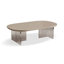 Table basse beige en bois manufacturé et ovale-974456035