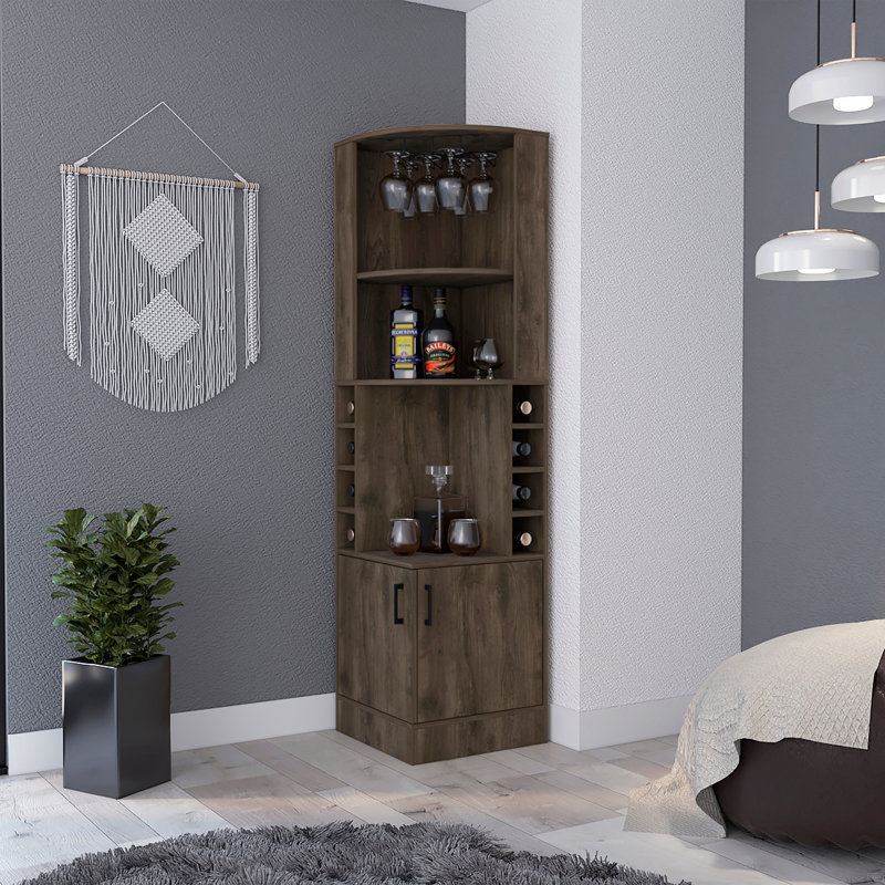 Armoire de bar 8 tablettes à 8 bouteilles, Brun