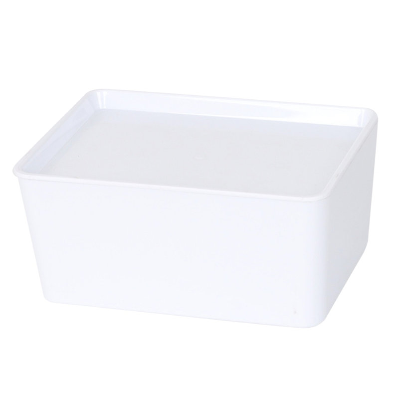 Rebrilliant Plastic Storage Bin With Lid, White Basket With Handle For Organizing, Multipurpose For Classroom, Drawers, Desktop, Office, Playroom, Shelves, Closets