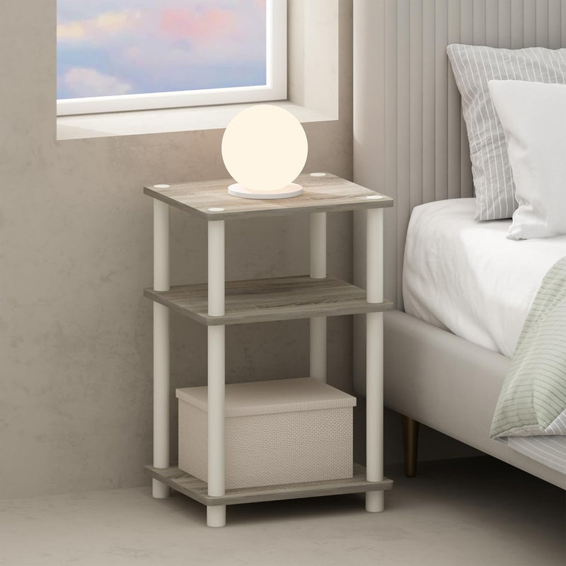 Ebern Designs Just Turn-N-Tube Open Storage Nightstand, 1 Pack, 3-Tier, Black/Americano, Individual