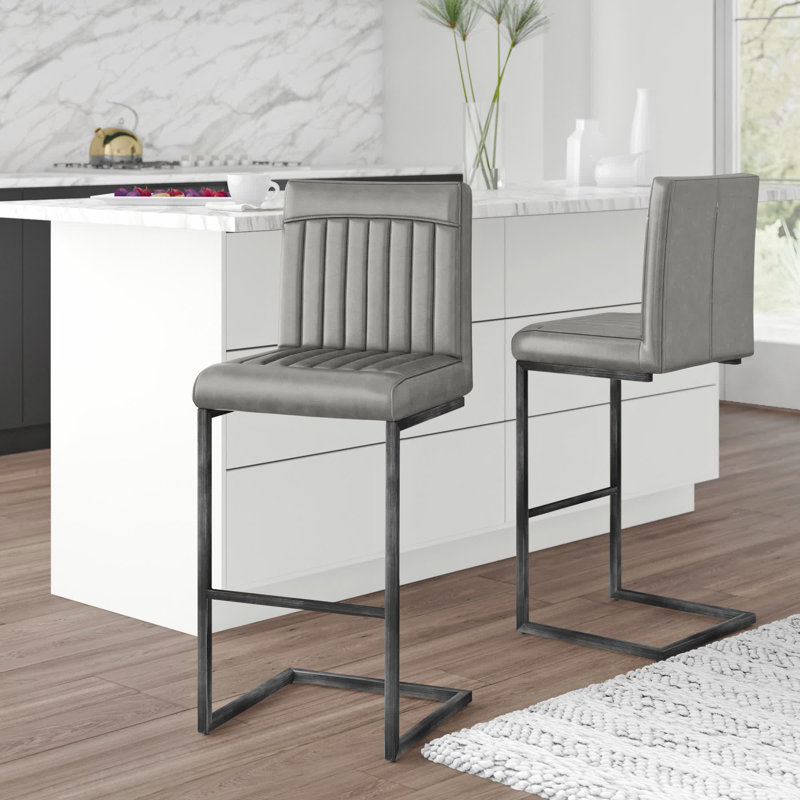 Casteel Upholstered Counter Stool, Antique Graphite Gray, Counter Stool (26" Seat Height)