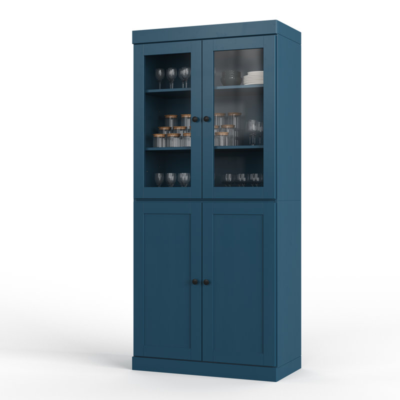 Garde-manger 100% en bois massif avec shaker Palace Imports, portes en verre transparent, 2 tiroirs et tablettes réglables Palace Imports