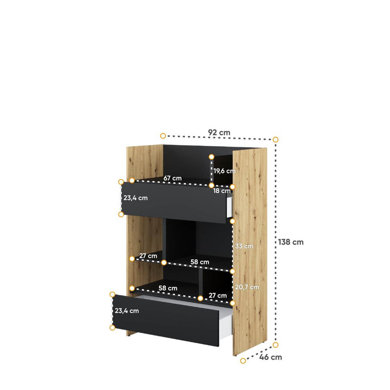 Babajide 138cm H x 92cm W Standard Bookcase, Oak