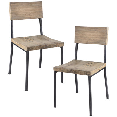 2 Dining Chair Assemblage, Solid Wood Frame With Reclaimed Gray Finish, Silver Nail Head Trim, High Density Foam Seat, Industrial Option Collection, Detail,