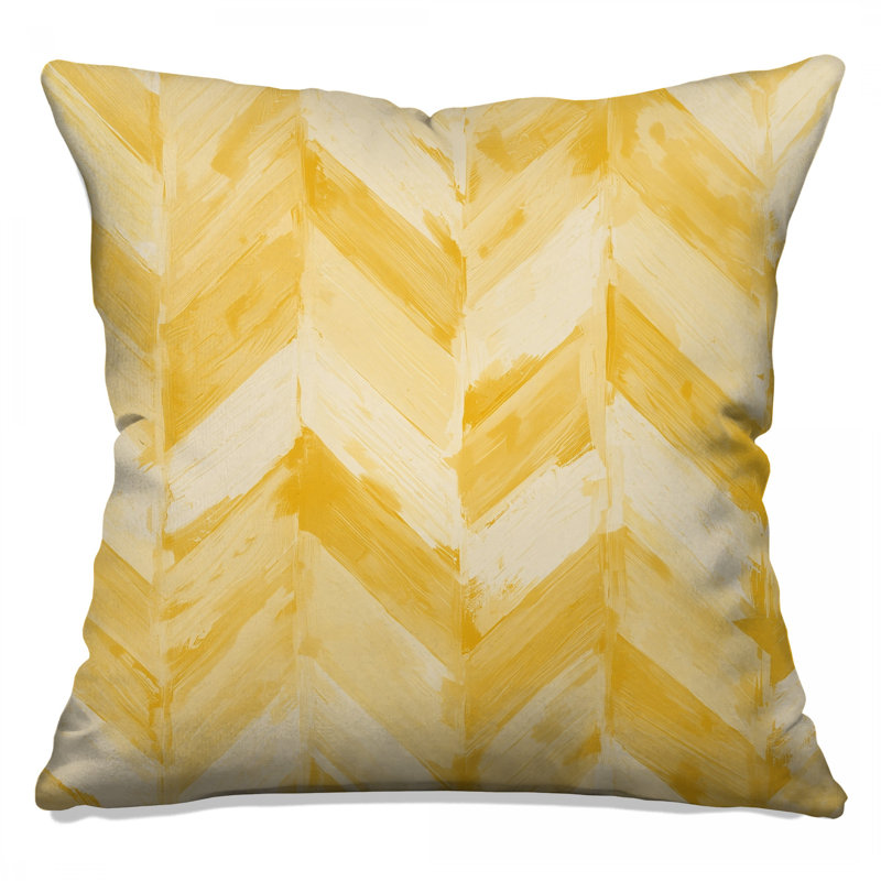 Yellow Chevron Pattern Double Sided Throw Pillows, 16 x 16 inches